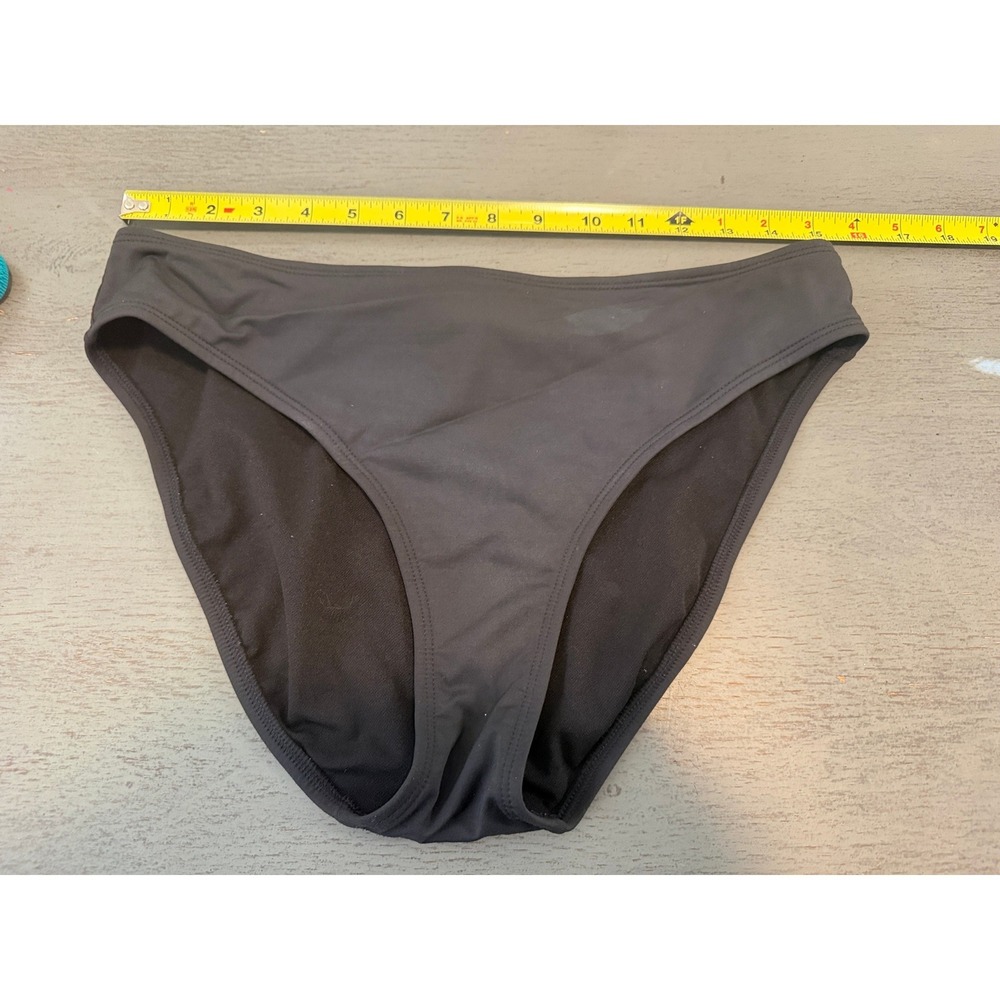 Jantzen Womens Black High Cut Bikini Bottom Swim Brief Size 10 RN37966